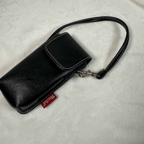 Vintage Y2K HTF Mudd  Black Faux Leather Flip Cell Phone Case - Picture 1 of 5
